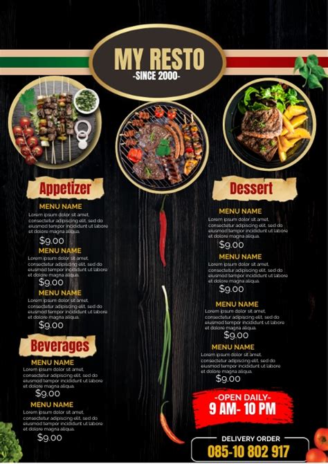 Copy Of Resto Menu Template Postermywall