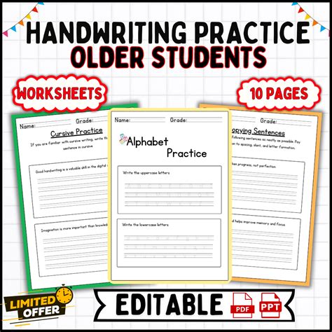 Handwriting Practice For Seniors Worksheets With Answer Key