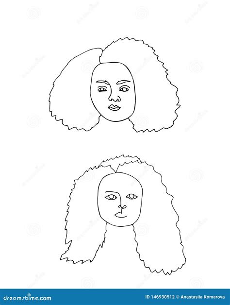 One Continuous Line Drawing Of Woman With Curly Hair Stock Vector Illustration Of Curly Nose