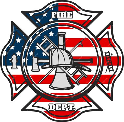 Premium Vector Fire Department Emblem With American Flag And Fire