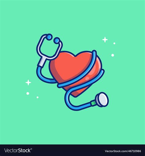 Heart With Stethoscope Cartoon Royalty Free Vector Image