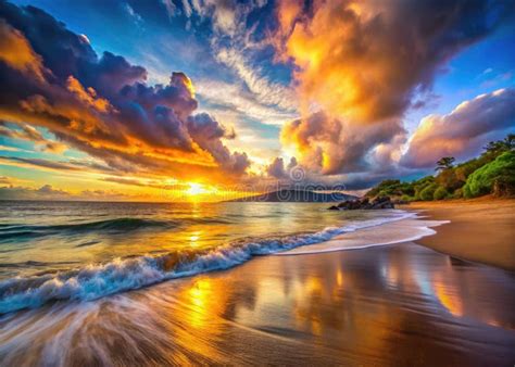 Golden Hour Majesty A Stunning Long Exposure Sunrise At Makena Beach