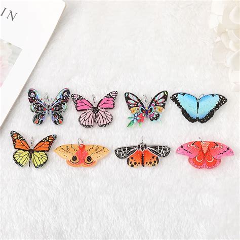 8 St Ck Niedlichen Schmetterling Charms Acryl Farbverlauf Bunte Motte