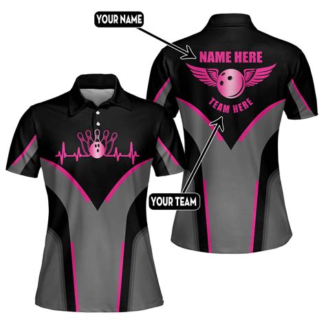 Custom Bowling Polo Shirts For Women Custom Bowling Team Shirts Ideas Custom Black Pink