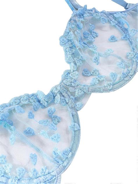 New Style Sexy Underwire Cute Push Up Strappy Embroidered Mesh Sheer Lingerie Fruugo Uk