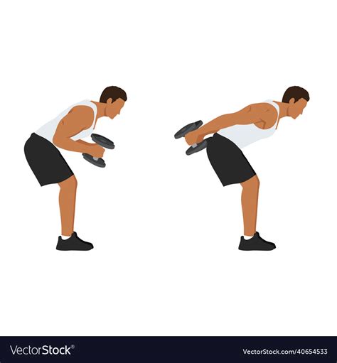 Man Doing Bent Over Double Arm Tricep Kickbacks Vector Image