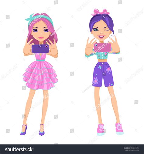 Vector Set Beautiful Fashion Girls Make Stock Vector Royalty Free