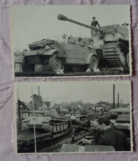 2 orig Foto Panther Panzer und Kübelwagen mit Kennung WW2 Postimages