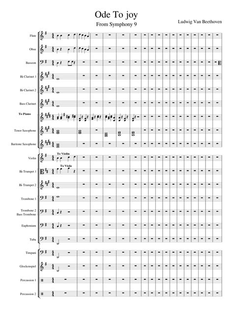 Beethoven 9th Symphony Ode To Joy Sheet Music For Trombone Euphonium Tuba Flute And More