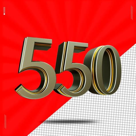 Premium PSD | 3d render number 550 font steel