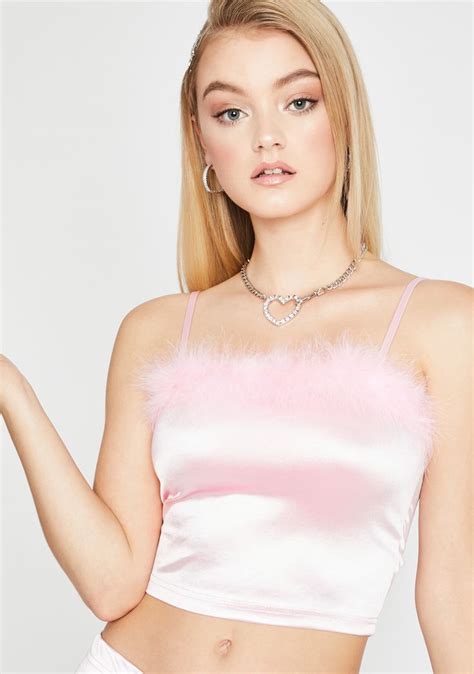 Sugar Thrillz Satin Tank Crop Top Pink Sassy Outfit Cropped Tank Top