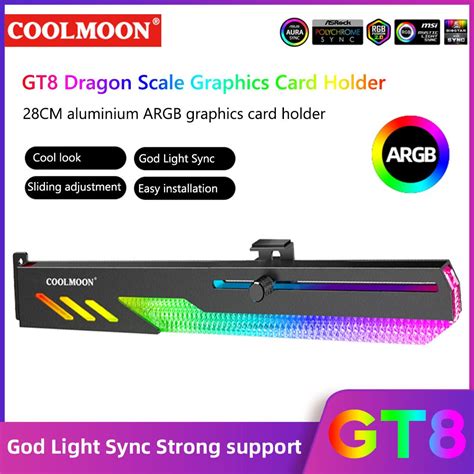 Coolmoon Gt8 Horizontal Computador Placa De Vídeo Gpu Suporte Gpu 5v A Rgb Suporte Slide Ajuste