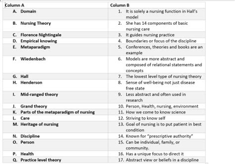 column   domain  nursing theory  florence nightingale
