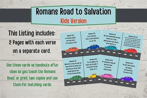 Romans Road To Salvation Kids Version Romans Road Evangelism Cards