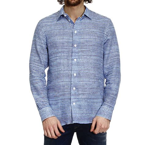 Giorgio Armani Blue Shirt Line Striped Modern For Men Lyst