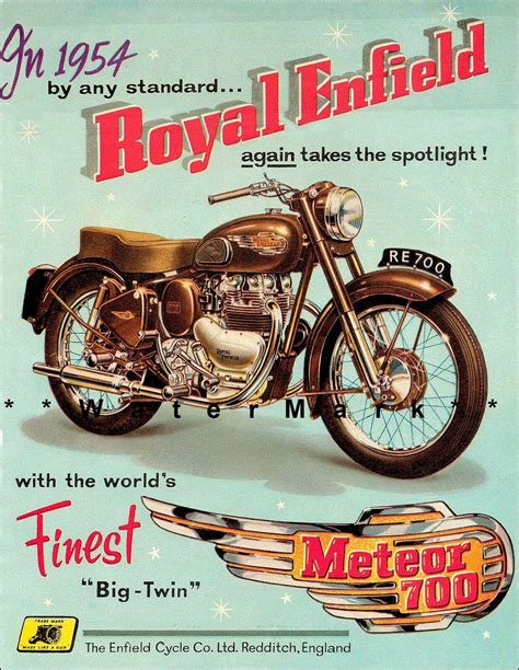 Royal Enfield Meteor 700 1954 Motorcycle Big Twin Vintage Poster Print Art 3825703908