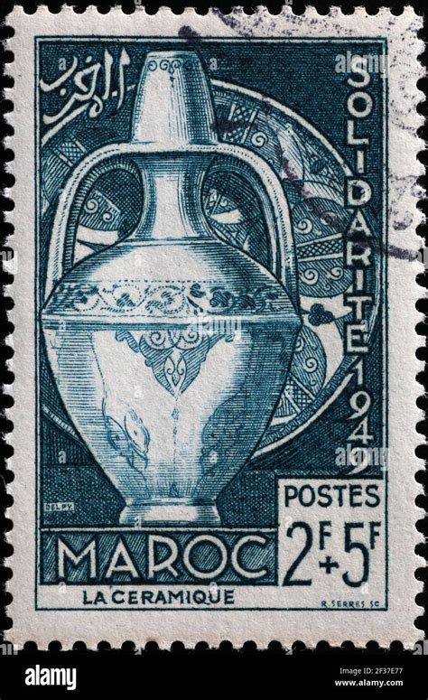 Moroccan Pottery On Old Nice Postage Stamp Stock Photo Alamy