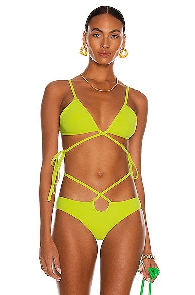 Christopher Esber Wrapped Tie Bikini Top In Citron Vert FWRD