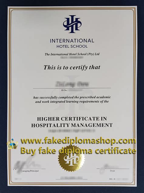 Buy A Fake International Hotel School Certificate Degree