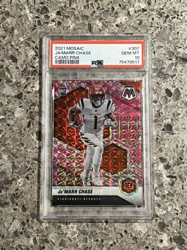 Ja Marr Chase 2021 Panini Mosaic Pink Camo Mosaic Prizm Rookie PSA 10