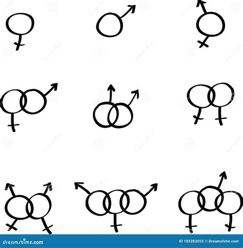 Icons Of The Gay Lesbian Bisexual And Transgender Stock Vector Illustration Of Sketch