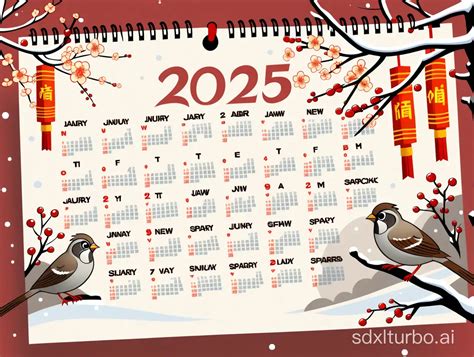 January 2025 Calendar Festivals Snow and Nature Scenes | SDXL Free Online