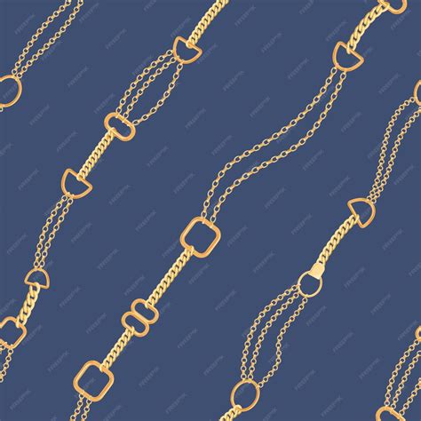 Золотые цепи моды бесшовные модели. предпосылка ткани с золотой цепью ...