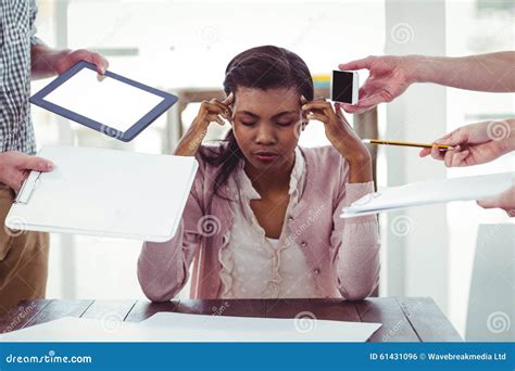 Businesswoman Stressed Out At Work Stock Photo Image Of Meeting Four