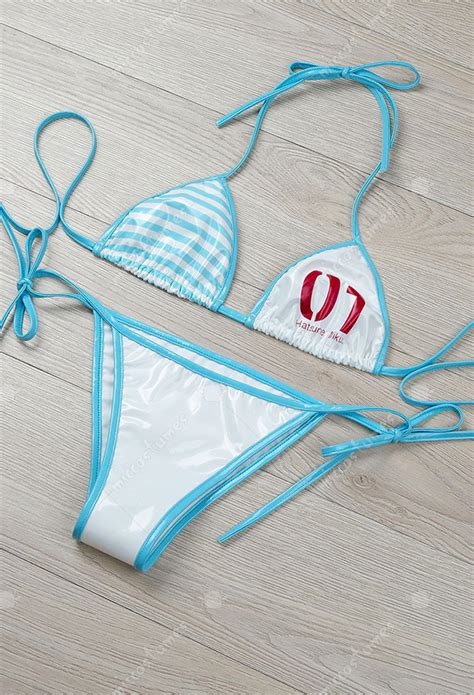 Japanese Sexy Lingerie Leather Bikini Set Printed Lace Up Bra And Panty Cosplay Top Quality