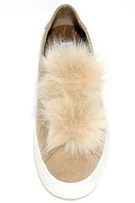 Steve Madden Bryanne Nude Suede Sneakers Platform Sneakers Pompom Sneakers