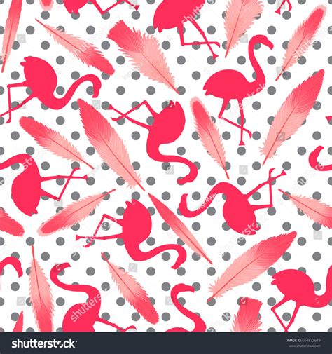 Flamingo Pink Silhouette Flamingo Feathers Tropical Stock Vector