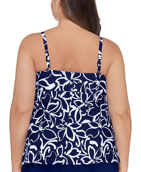 Island Escape Plus Size Triple Tier Underwire Tankini Top Created For