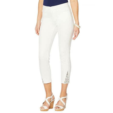 DG2 by Diane Gilman Women's Cropped Skinny Jeans with Studded Side Gusset