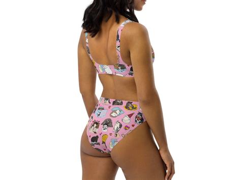 Sad Cat Meme Pink Cat Bikini Kawaii Cat Swimsuit Cute Cat Etsy