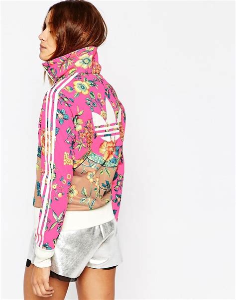 Adidas Originals Zip Front Track Top In Floral Print At