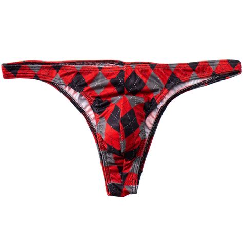 Sexy Men Underwear Jockstrap Lingerie Check Print Briefs Men S Sexy G String Underwear Bikini