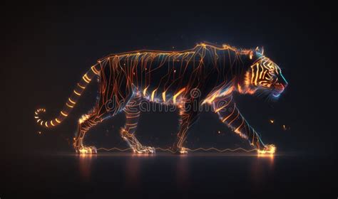 Neon Tiger Wallpaper In Darkcore Style Stock Illustration