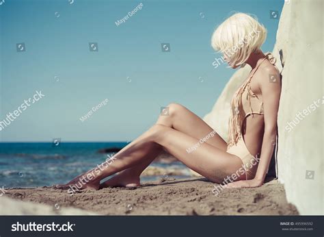 Sexy Blonde Swim Sea White Female Stock Photo 495996592 Shutterstock