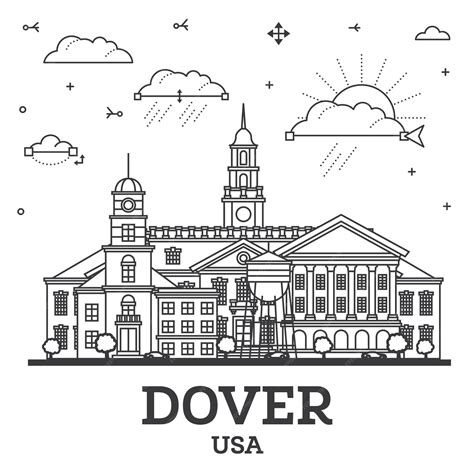 Premium Vector | Outline dover delaware city skyline with colored