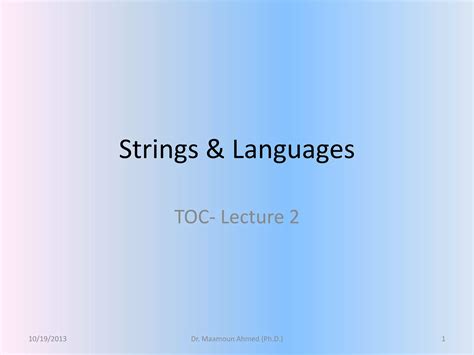 Theory Of Computation Strings And Languages And Proofs Lecture 2 Ppt