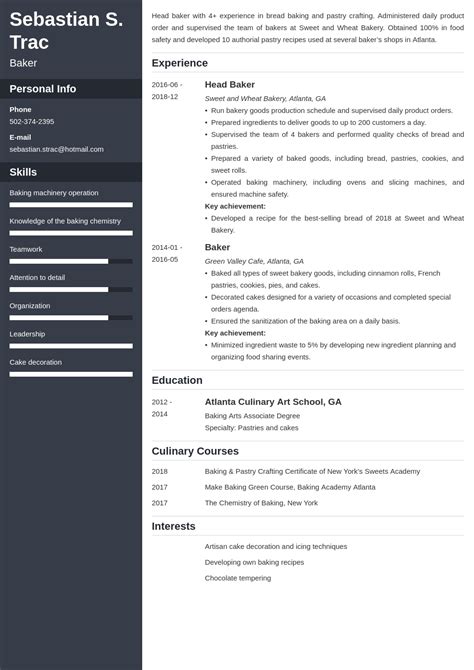 Baker Resume Sample And Writing Guide 20 Tips