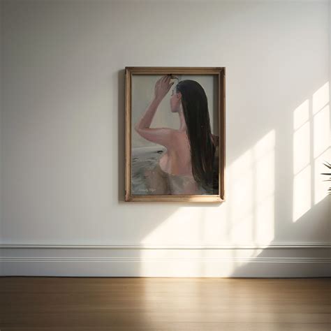 Nude Female Figure Oil Painting Woman Wall Art Sensual Artwork Vintage Aesthetic Room Decor By