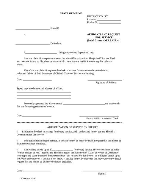 Maine Affidavit Doc Template PdfFiller