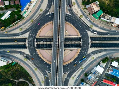 Aerial View Highway Interchange City Top Stock Photo