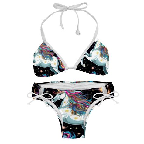 Starry Unicorn Detachable Sponge Adjustable Strap Bikini Set Two Pack Swim Suit Swimsuits Bikini
