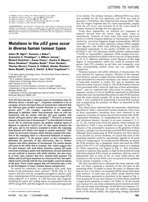(PDF) Mutations In The P53 Gene Occur In Diverse Human-tumor Types