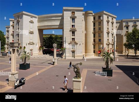 France, Herault, Montpellier, Antigone district by the architect Ricardo Bofill, place du Nombre ...