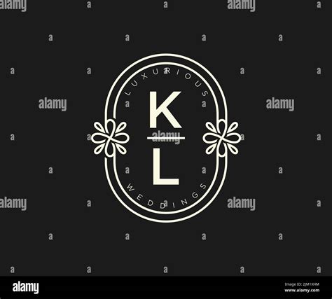 KL Initials Letter Wedding Monogram Logos Template Hand Drawn Modern