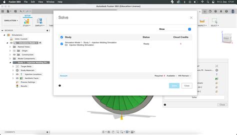 No more cloud credit points included in educational license? Fusion won't let me run this