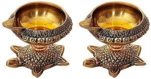 Puja N Pujari Kuber Diya Oil Lamp With Turtle Stand For Pooja Room And